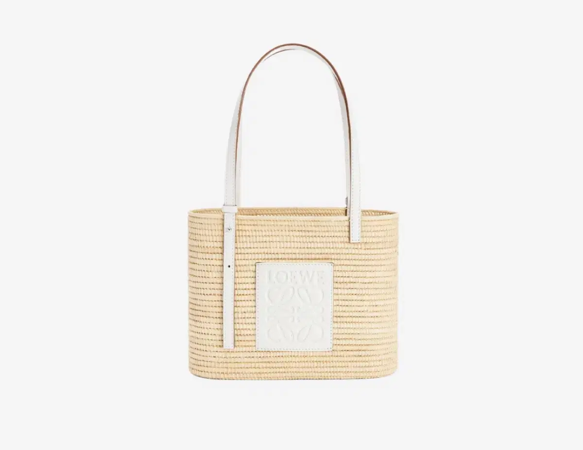 [새상품] 로에베 Loewe 스몰 라탄 라피아 스퀘어 카프스킨 백 화이트