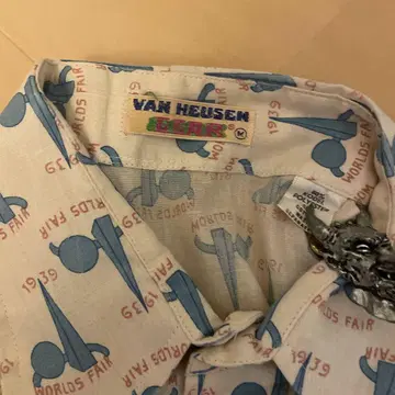 70년대 빈티지 뉴욕 엑스포 1939 프린트 긴팔 셔츠 y2k