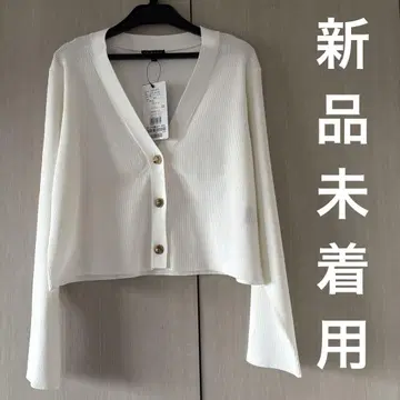 INDIVI 인디비 크롭 기장 숏 가디건 화이트 V넥 M