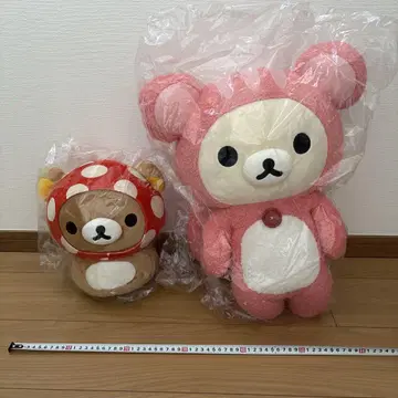특대형! 숲속의 리락쿠마 봉제 인형 세트 코리락쿠마 다람쥐 버섯