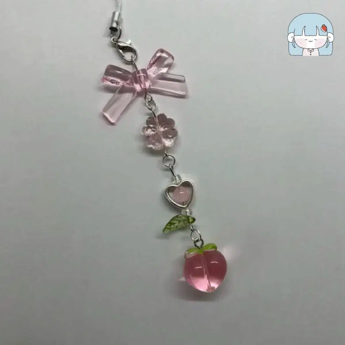 복숭아 클로버 비즈 키링