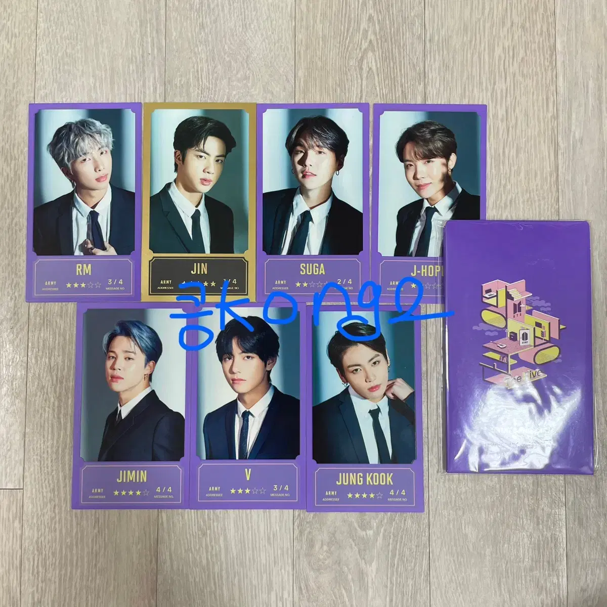 방탄 방방콘 메세지 포카 미니포카 정국윤기태형지민호석석진남준 일괄