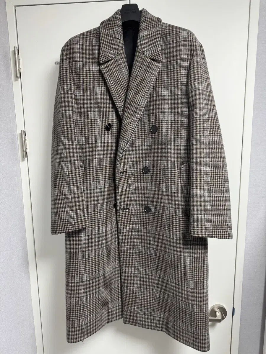 Drawcord Check Robe Double Coat Modern Check L
