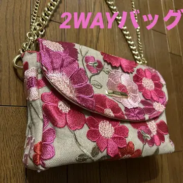 새상품 플라워 자수 핸드백 숄더 2WAY 꽃 럭셔리