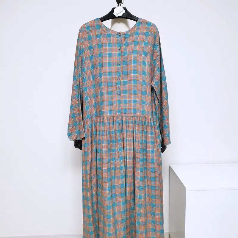 무엔시부야 체크 원피스 여성 보헤미안 데일리룩