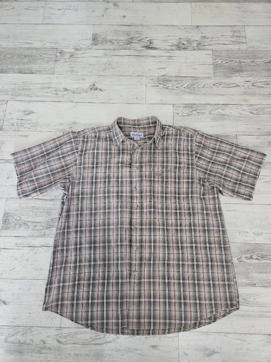 (xl)칼하트 빈티지 체크 반팔셔츠 브라운