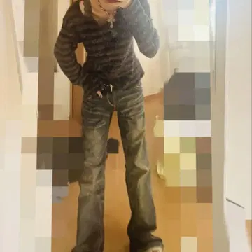 archive 모헤어 샤기 보더 니트 그런지