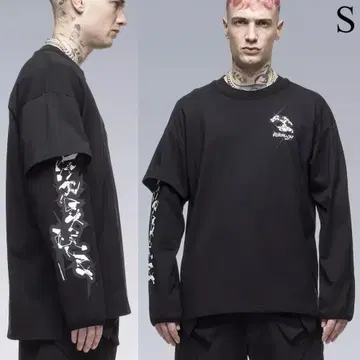 S ACRONYM S29-PR-B 롱 T 셔츠 티셔츠 아크로니움