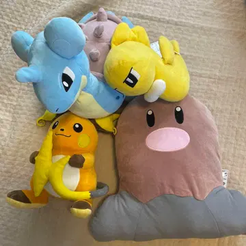 포켓몬 봉제 인형 세트 라프라스, 디그다, 샤리타츠, 라이츄