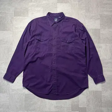 90s GAP 갭 올드 긴팔 셔츠 퍼플 가슴 포켓 XL