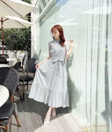 미셸 마카롱 스트라이프 셔츠 원피스