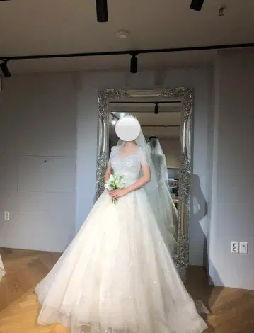 아이보리 A 라인 한국 웨딩 드레스