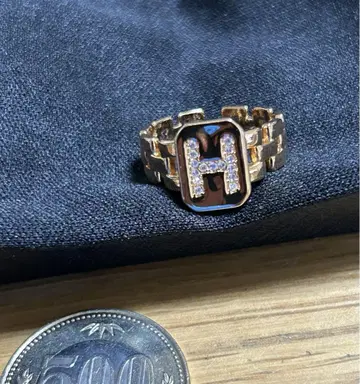 H 모티브 골드 링