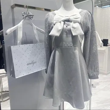 evelyn 에블린 리본 볼레로풍 OP 아이스 그레이