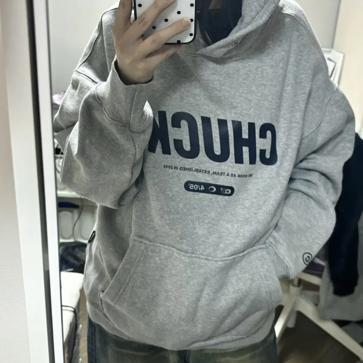 척 후드티 그레이 회색