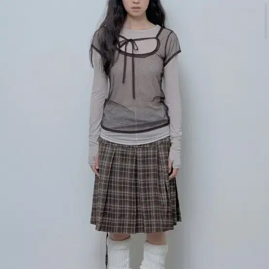 Hug Your Skin Cancan Layered Skirt (Brown) #허그유어스킨 on