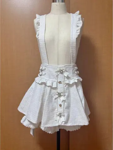 리즈리사 트위드 서스펜더 치마바지 화이트