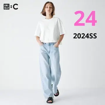 유니클로 C 와이드 스트레이트 청바지 + 블루 24 인심 70.5cm