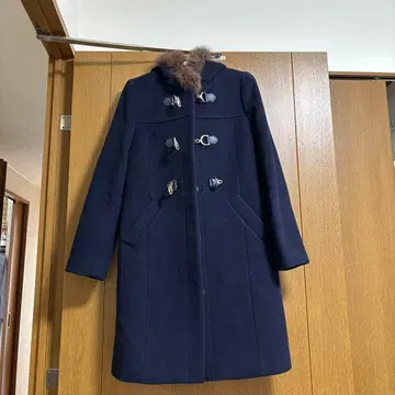 네이비 후드 부착 더플 코트 미슈마슈