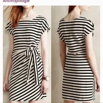 Anthropologie 스트라이프 반팔 미니 원피스