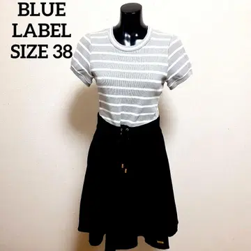 BLUE LABEL 블루 라벨 반팔 원피스 그레이 보더 38