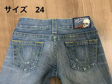 TRUE RELIGION 여성용 플레어 데님 해골 패치