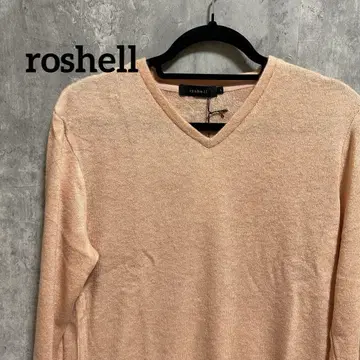 핑크 V넥 니트 스웨터 긴팔 roshell
