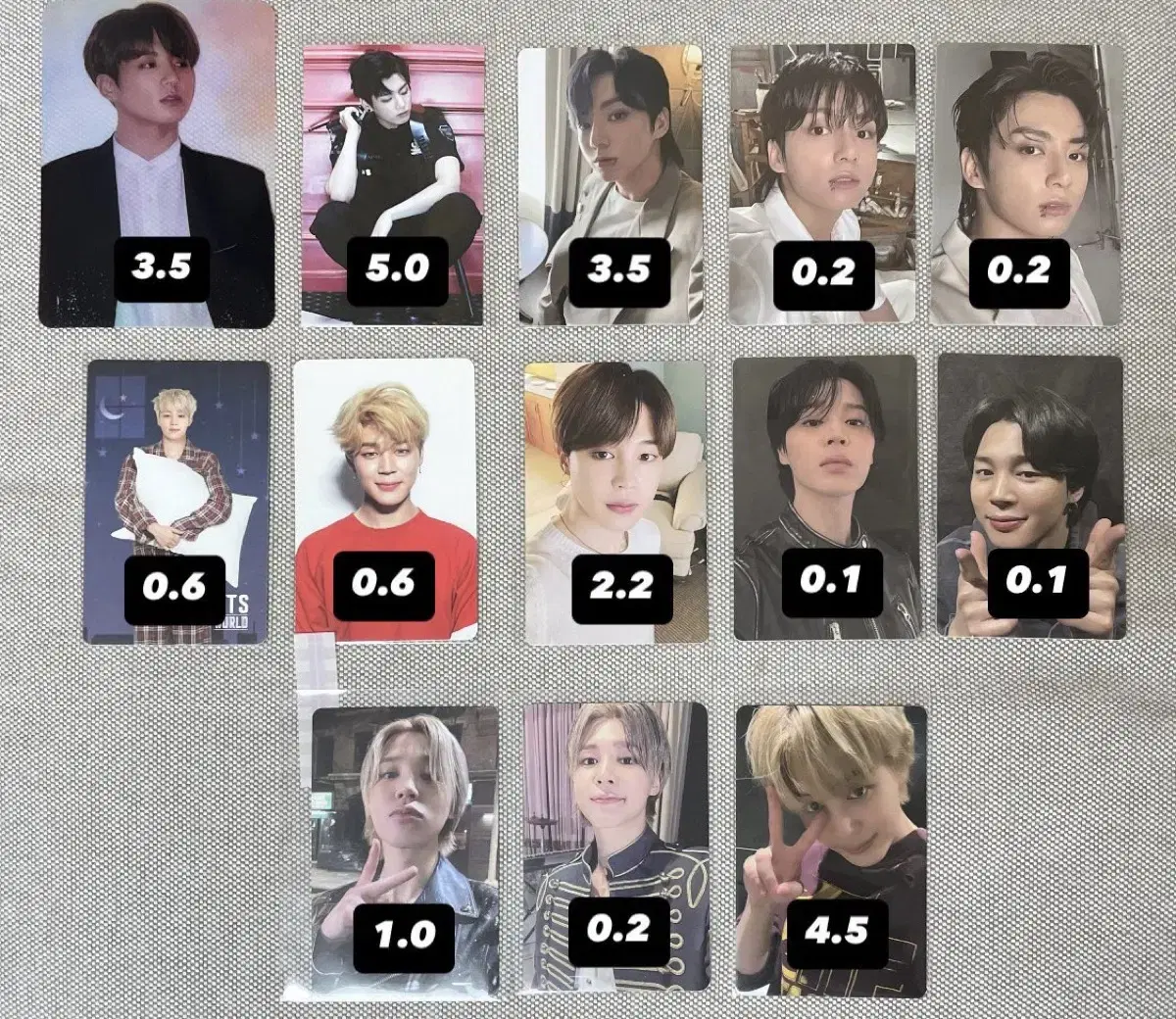 급처) 방탄소년단 지민 정국 포카