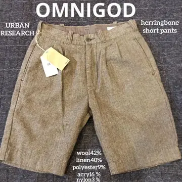 OMNIGOD 헤링본 린넨 울 숏 팬츠 투 턱 일본제