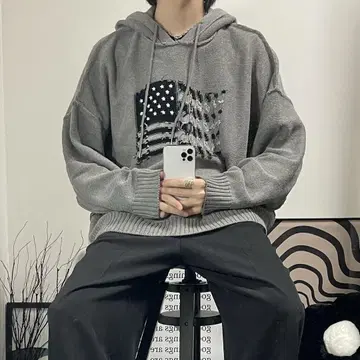 DAIRIKU 다이리쿠 America Knit Hoodie 국기 y2k