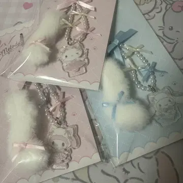 산리오 화이트 고양이 발레리나 헬로키티 마이멜로디 시나몬 스트랩 키링