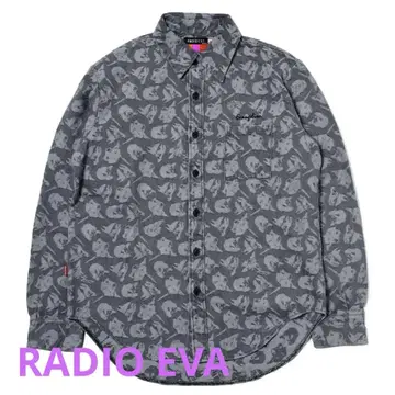 RADIO EVA 자카드 레터링 데님 셔츠