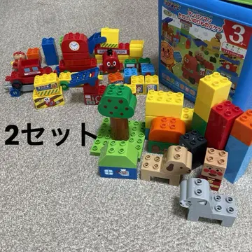 호빵맨 블록 첫 블록 즐거운 탈것 버킷 2세트