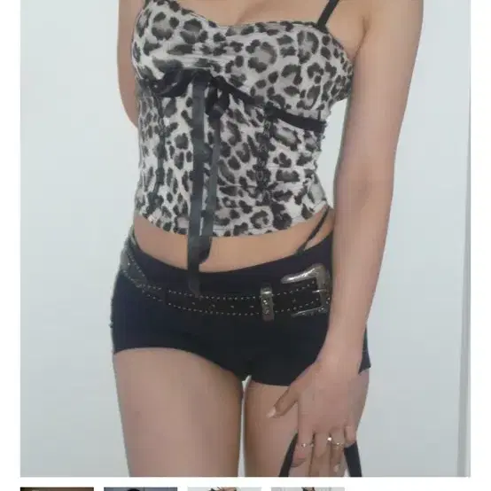 トップス Angelnumber555 leopard ribbon sleeveless Angelnumber555 leopard ribbon sleeveless - 위시버킷
