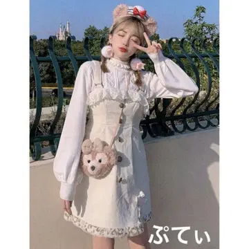 bobon21 원피스 잔스카 화이트 아이보리 스커트