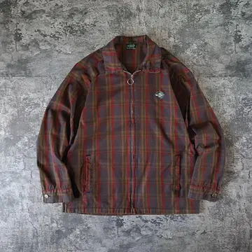구제 의류 90s USA제 BLUNT 체크 무늬 지퍼 블루종