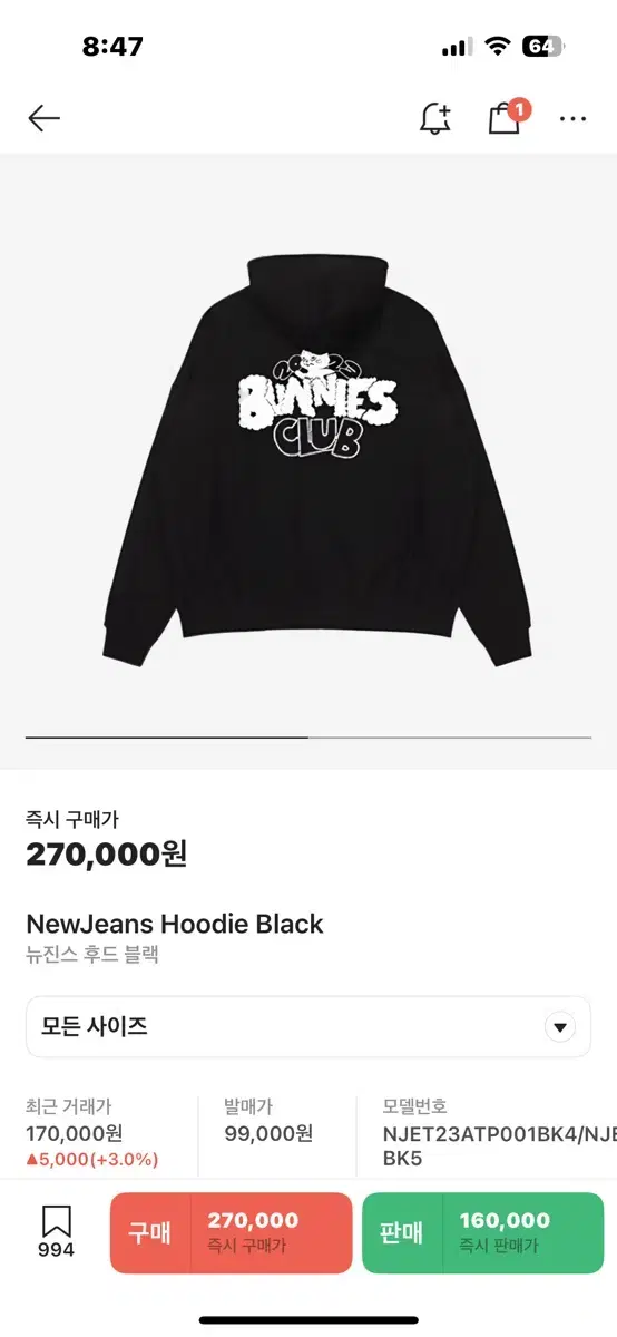 New Jeans Hoodie Black L