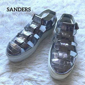 SANDERS 샌더스 구르카 샌들 실버 메탈릭 통굽 23.5