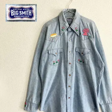 레어 BIG SMITH 빈티지 웨스턴 셔츠 샴브레이 자수