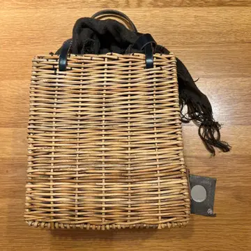 ebagos 등나무 바스켓백 가죽 손잡이 포함