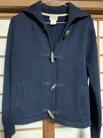 LLBean 네이비 가디건 토글 버튼