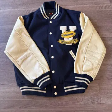 VAN 바시티 자켓 소매 가죽 90년대