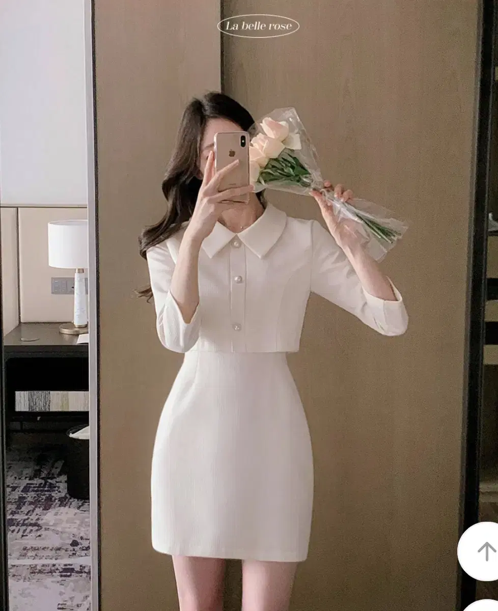 프롬데이원 러브레터 트위드 카라 셋업 원피스 M 기장추가