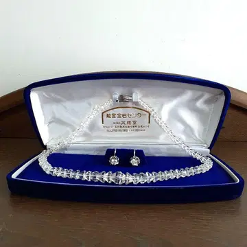 노토 보석 센터 에이가도 천연 화이트 수정 목걸이 및 귀찌