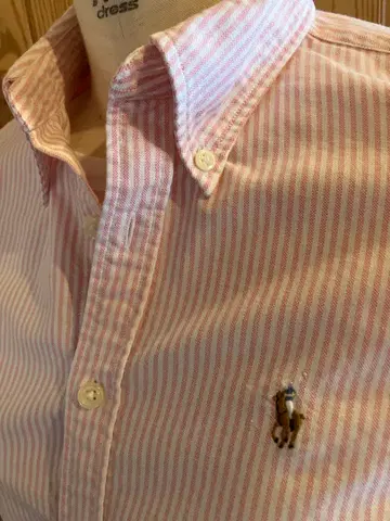 폴로 랄프로렌 여성 버튼 다운 셔츠 긴팔 핑크 스트라이프