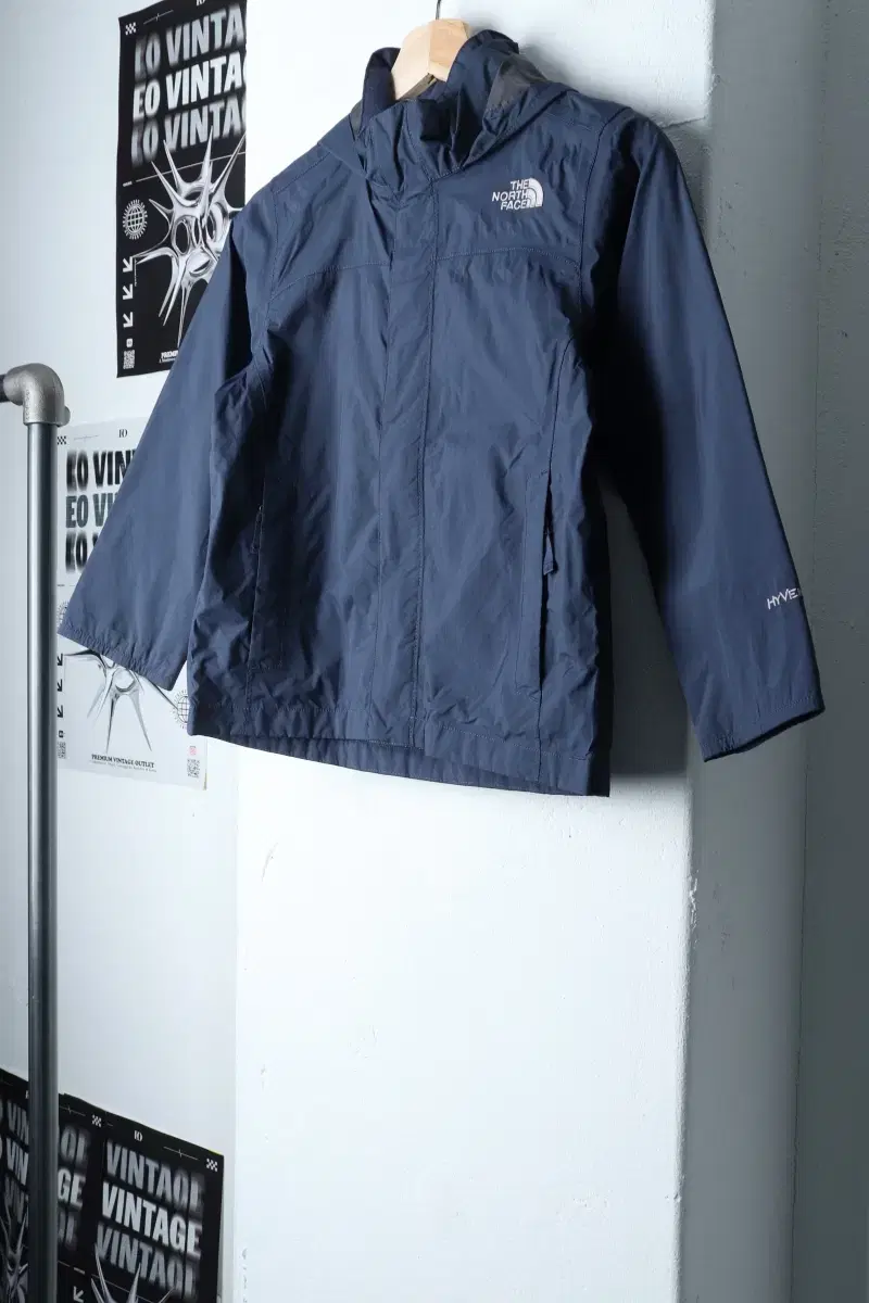 (F) The North Face Zip-up Windbreaker Jacket Kids' Navy-129BD