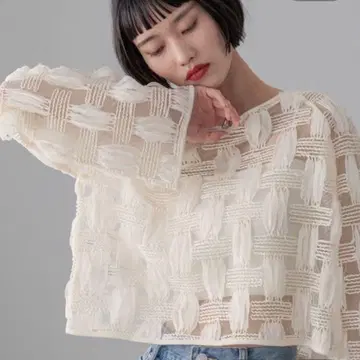 LOWRYS FARM 튤 레이스 2WAY 가디건 아이보리