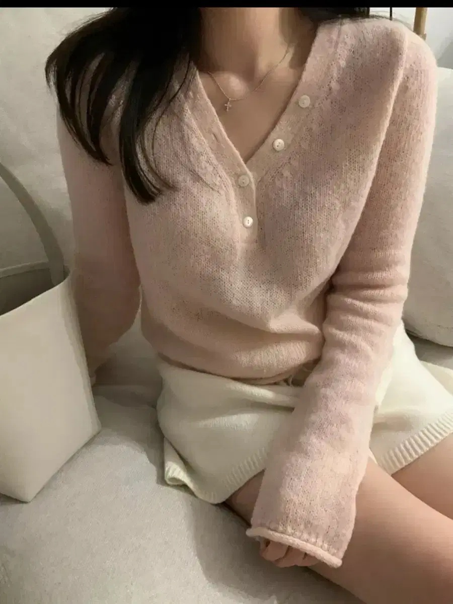(New product) Liette Dear Knit Peach Mesh Knit Pink Knit Summer Knit Lily Coatz Knit
