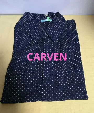 CARVEN 칼벤 네이비 도트 무늬 반팔 셔츠