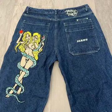 minustwo 데님 청바지 자수 W36 L32 청바지